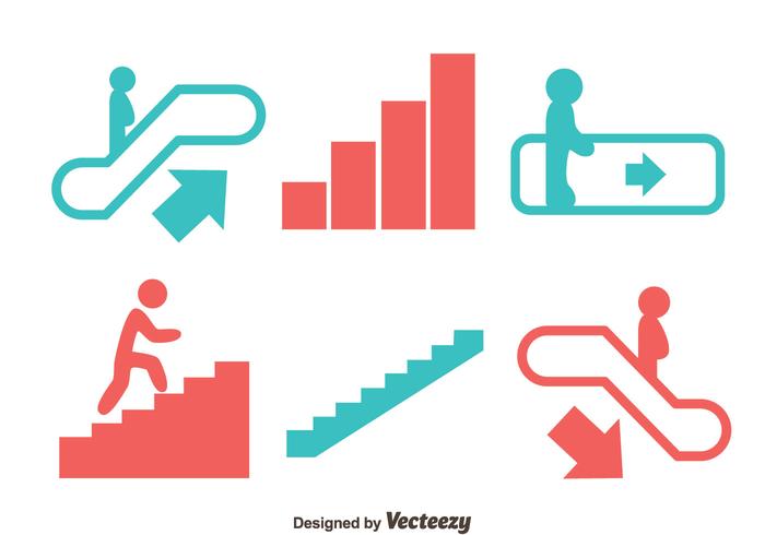 Escalera móvil y escaleras iconos vectoriales vector