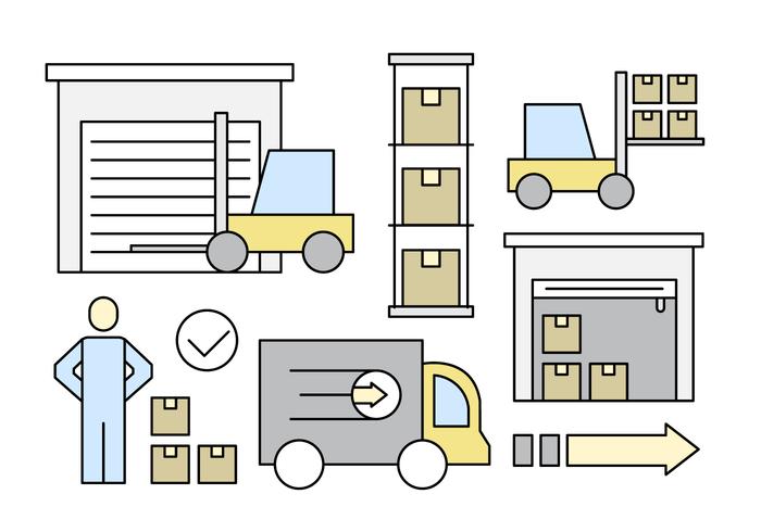 Linear Warehouse Storage Vector Elements