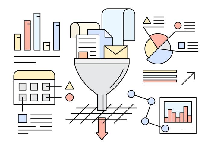 Vector Illustration About Data Filter And Flow