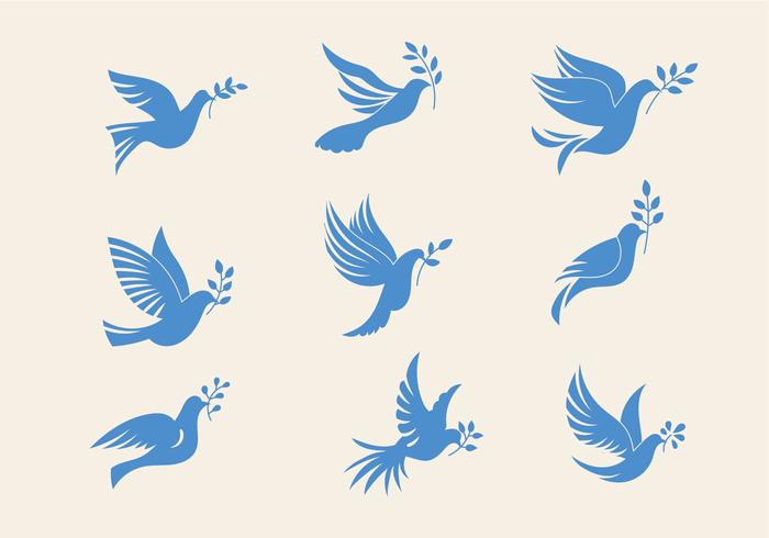 Set of Dove or Paloma The Peace of Symbol Minimalist Illustration vector