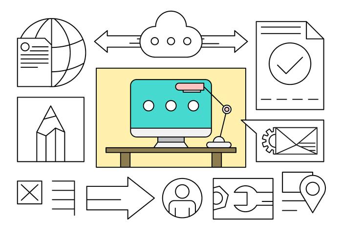 Libre lineales iconos de la oficina en estilo minimalista vector