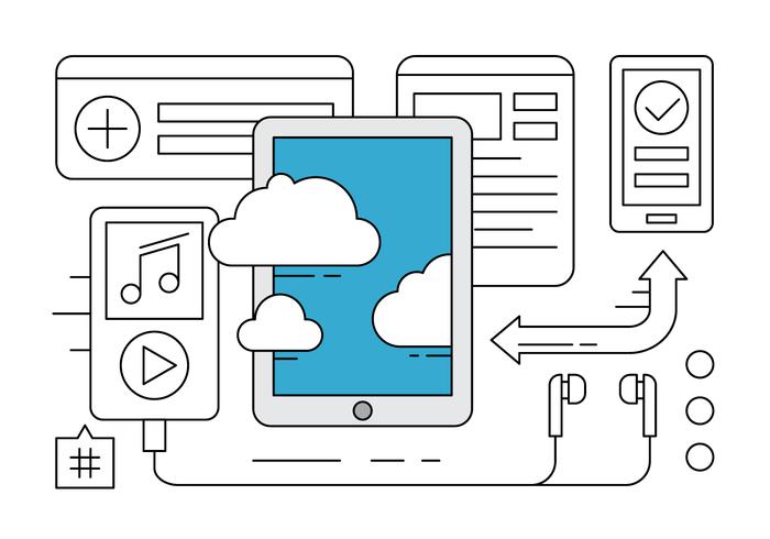 Aplicaciones gratuitas Tablet vectorial y servicios en la nube vector