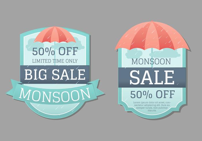 Monsoon Badge or Label Collection vector