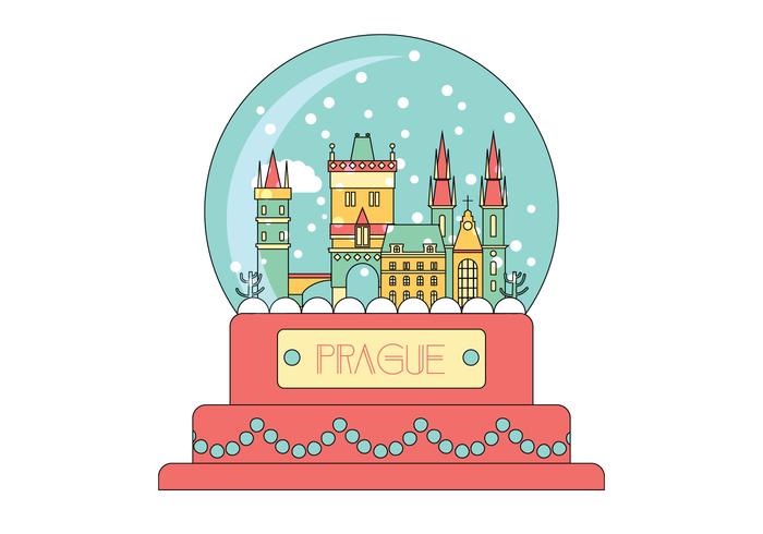 Prague Snow Globe Vector