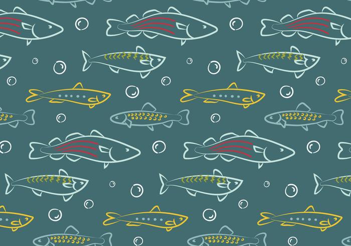 Hand Drawn Fish Pattern Vector