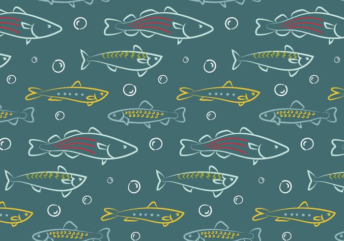 Hand Drawn Fish Pattern Vector