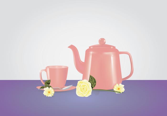 tazas de té, tetera, juego de bebidas a base de hierbas de flor de limón  1428532 Vector en Vecteezy