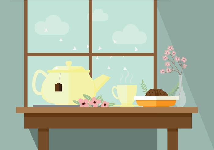 Pleasant Morning Tea Vector Illustration 