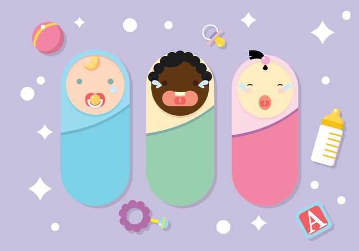 Three Crying Babies vector