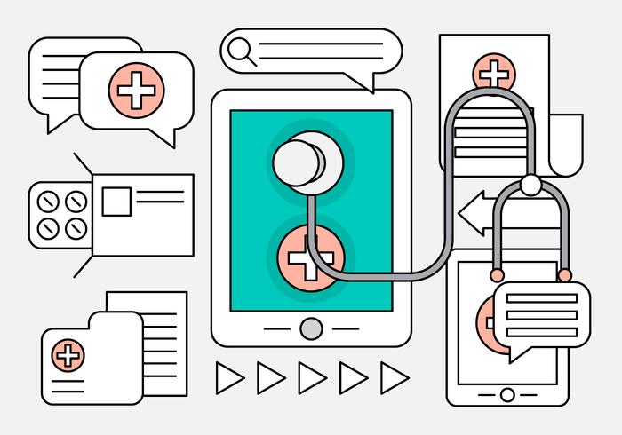 Lineales iconos médicos para la Web vector