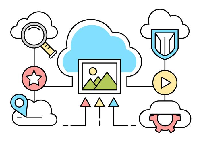 Free Linear Cloud Network Elements vector