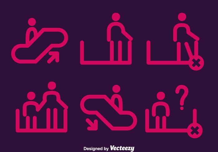 Pink Escalator Element Icons Vector Pink Escalator Element Icons Vector