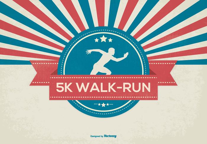 Retro 5K Walk Ilustración vector