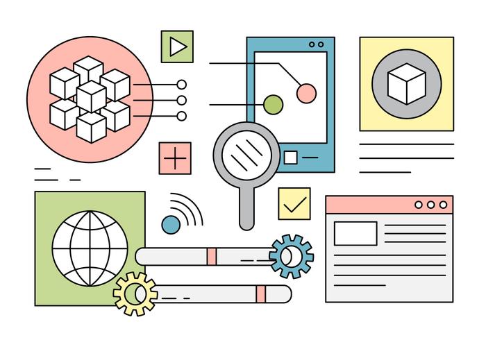 Elementos libre desarrollo de aplicaciones móviles vector