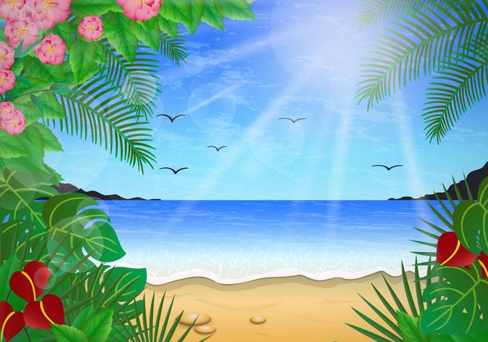 Escena floral de Playa vector