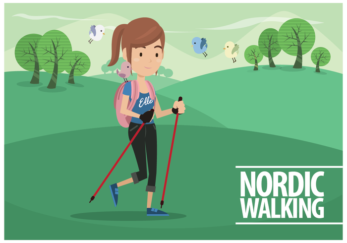 Femenino libre del vector de Nordic Walking