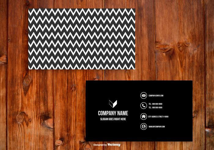 Black and White Chevron Business Card Template vector