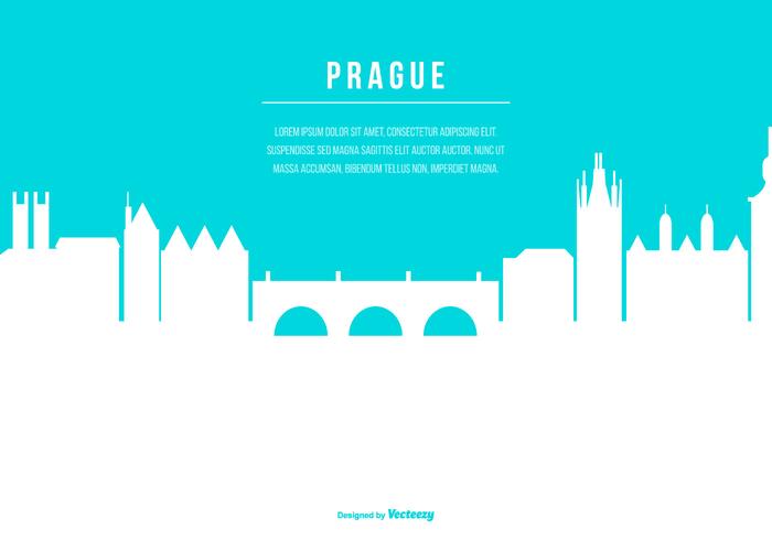Prague Skyline Illustration with Space for Text Prague Skyline Illustration with Space for Text