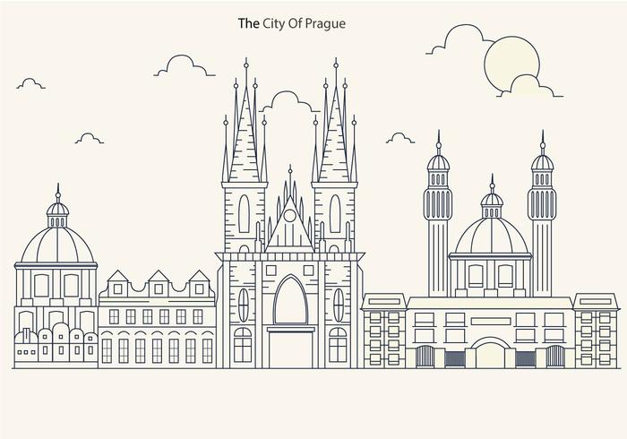 Prague City Skyline with Church Vector 