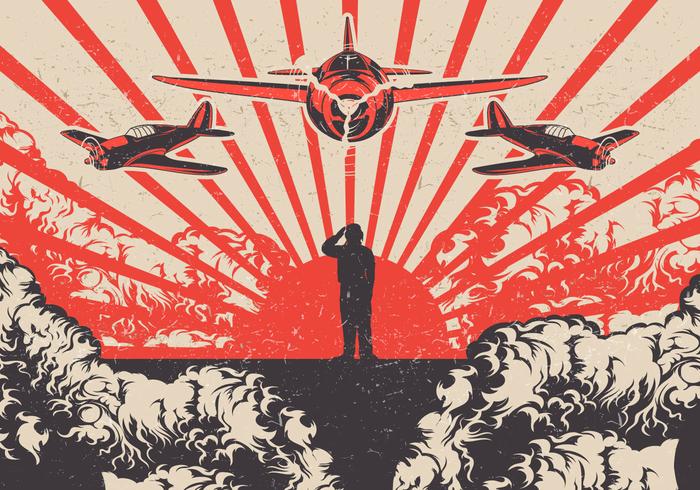Kamikaze Planes and Soldier World War 2 Vector Background Kamikaze Planes and Soldier World War 2 Vector Background