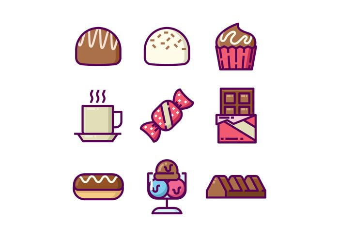 Dulces Chocolates Icon Set vector