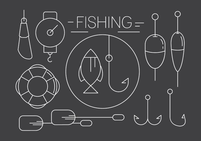 Iconos gratis de pesca lineales en estilo minimalista vector