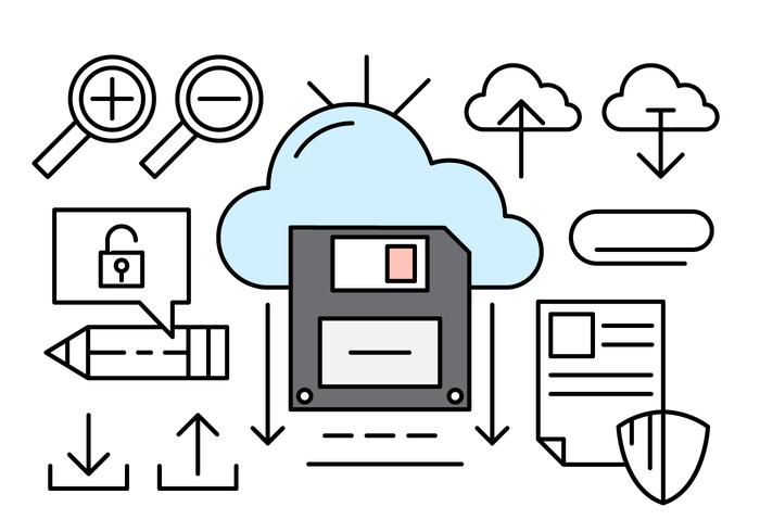 Iconos de la nube de computación lineales vector