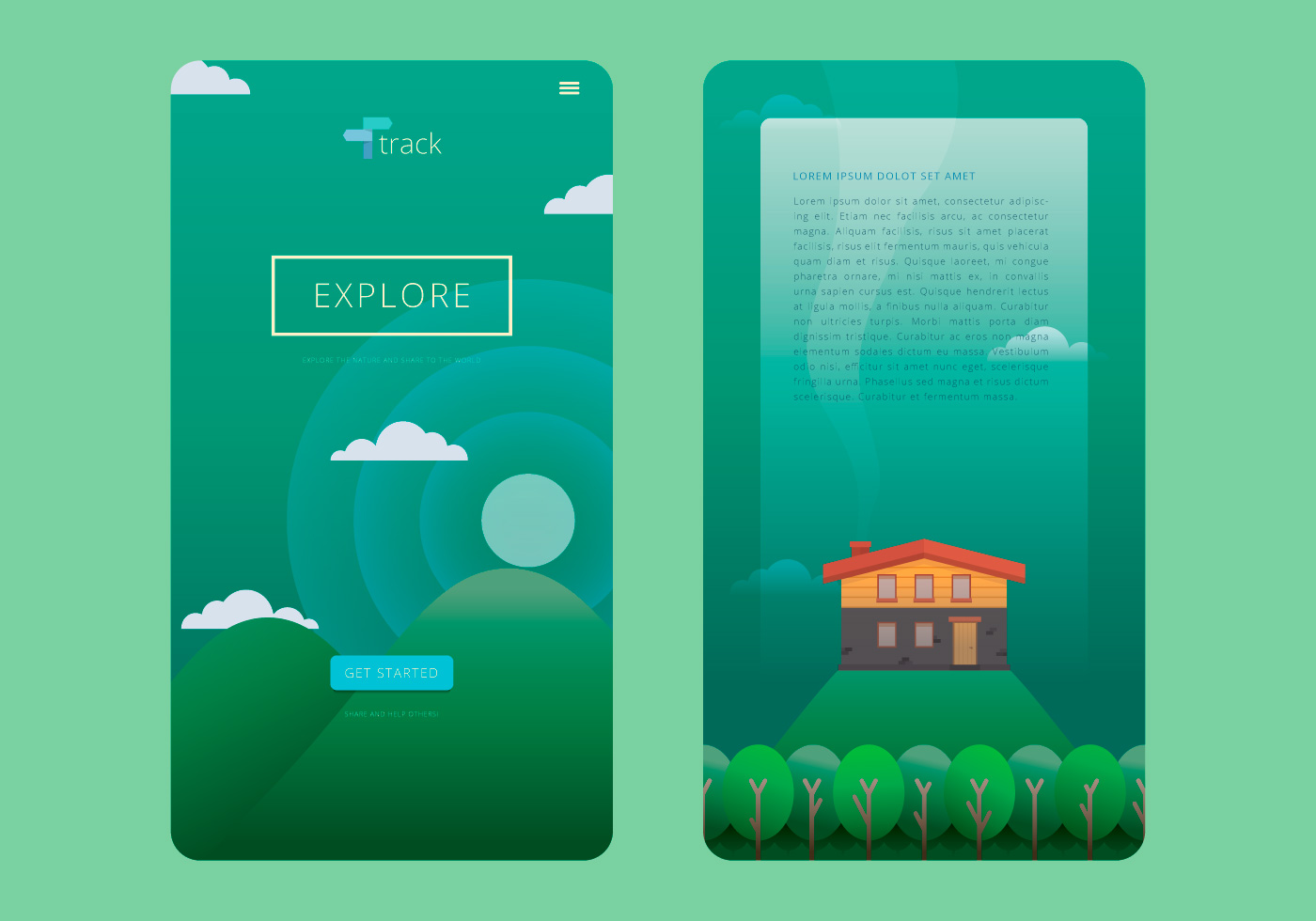 Download Green Landscape Cabana UI Design 144119 Vector Art at Vecteezy