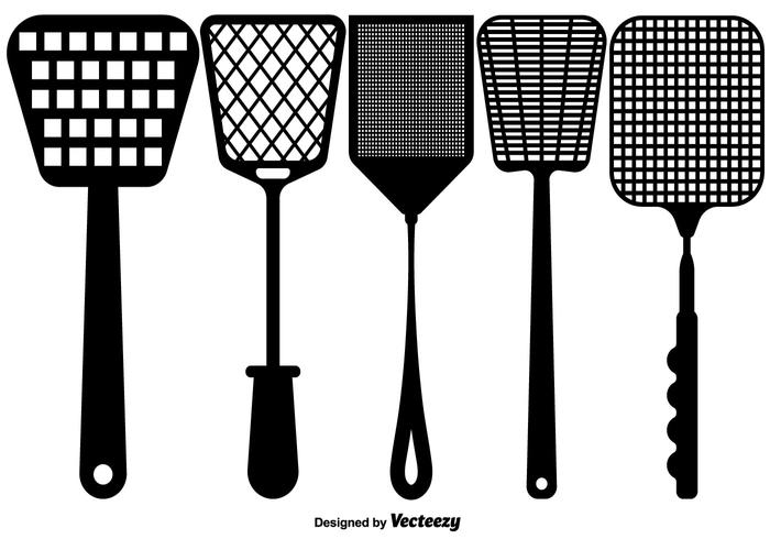 Vector Flat Fly Swatter Icons Vector Flat Fly Swatter Icons