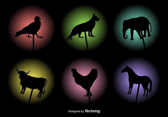 Vector sombras títeres siluetas de animales conjunto