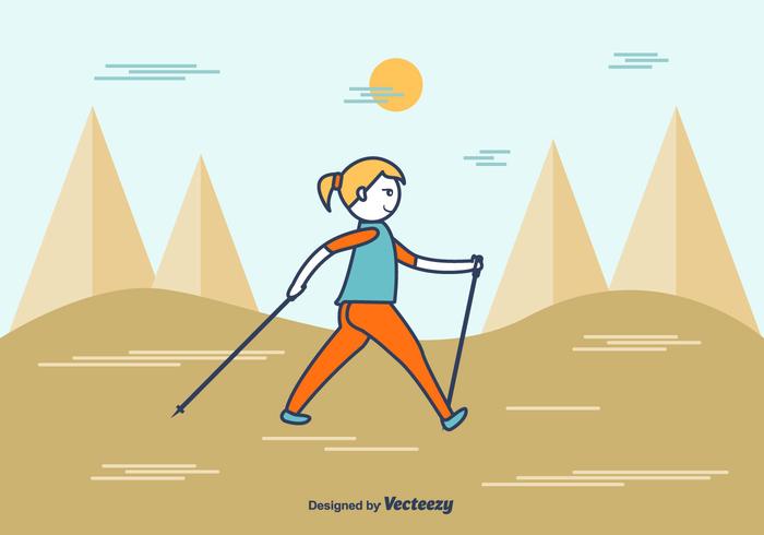 Nordic Walking de dibujos animados vector