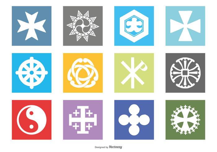 Religious Symbol Icon Set vector