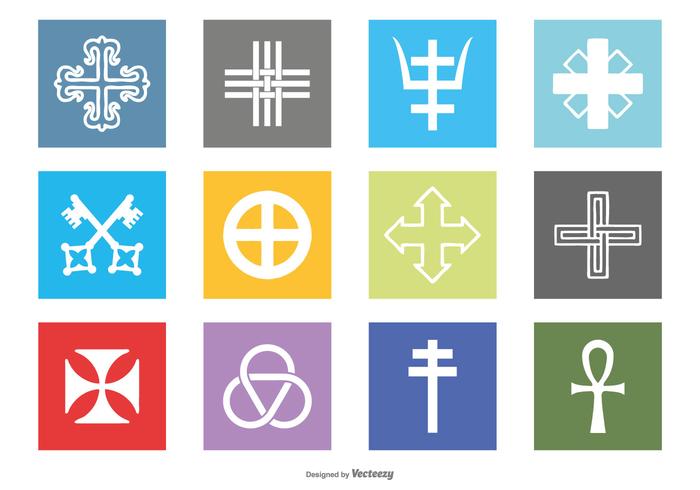 Conjunto de iconos de símbolos religiosos vector