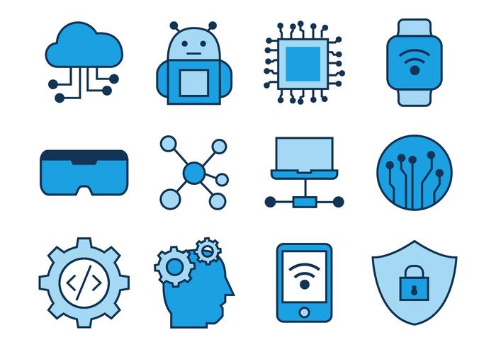 Techno Line Icons Vector