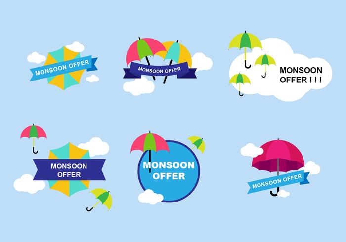 Monsoon Sticker Design vector