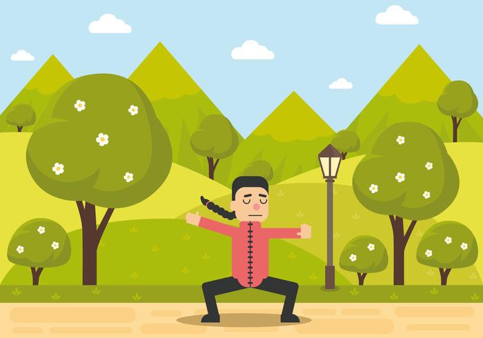 Tai Chi hombre Pose vector