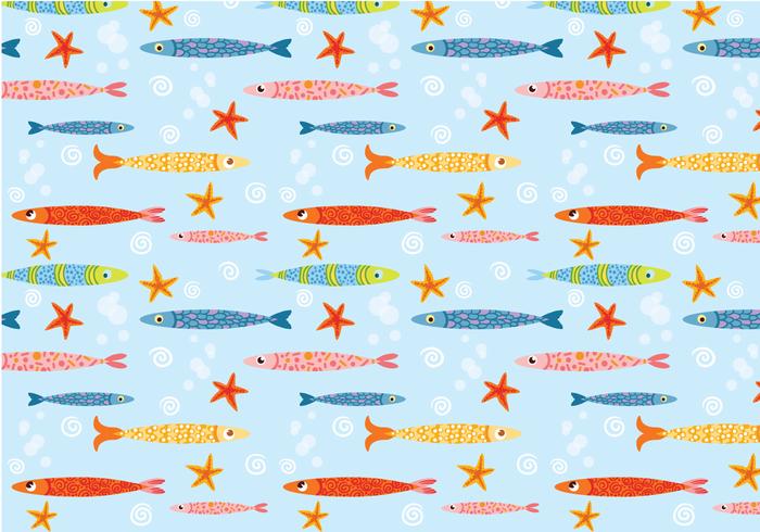 Funky Cute Fish Pattern Vector