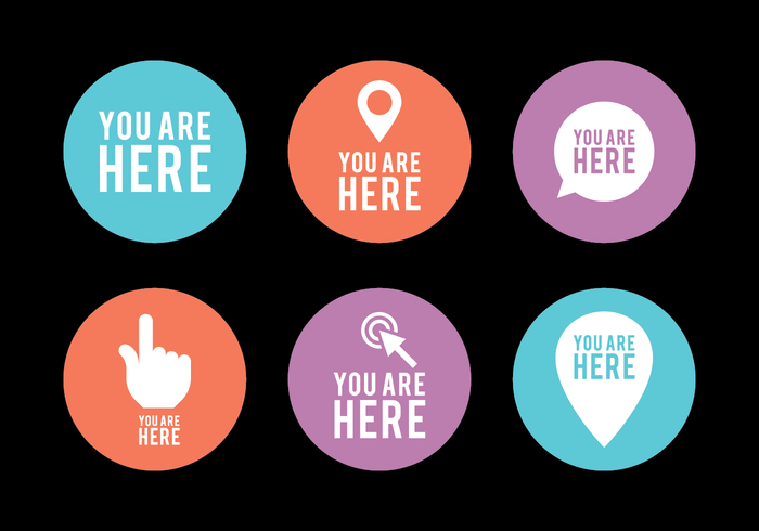 Flat You Are Here Sign Vector