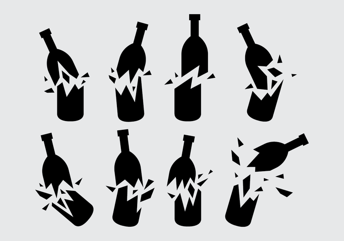 Black Broken Bottle Vector