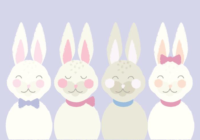 Cute Vector Illustration of Easter Bunnies 