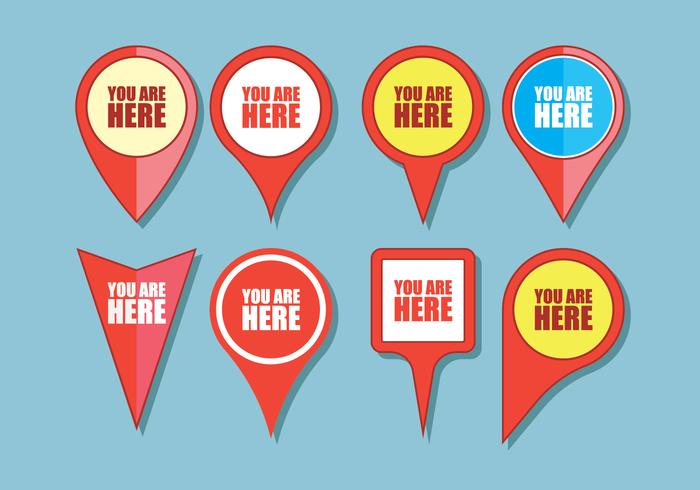 You Are Here Sign Icons vector