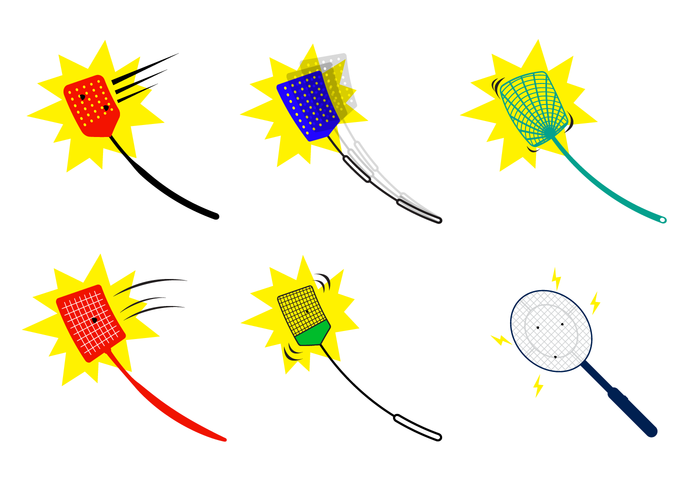 Set Of Fly Swatter Vector With Bug