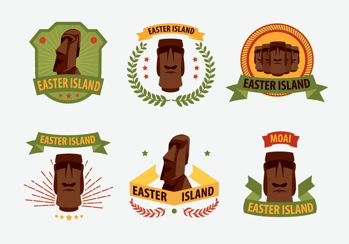 Easter Island Statue Label Illustration Vector