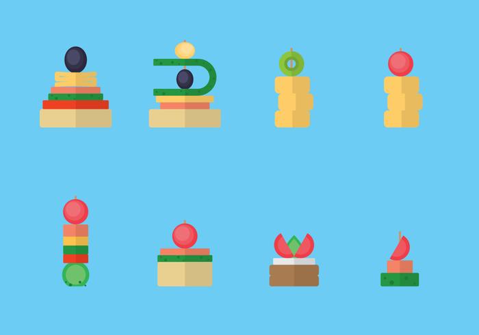 Canape Snacks Flat Illustration Canape Snacks Flat Illustration