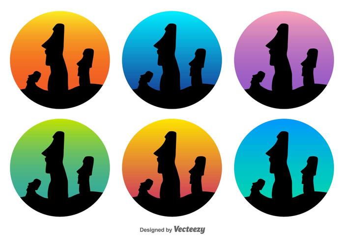 Vector Osterinsel Moai-Statuen Icons Vector Osterinsel Moai-Statuen Icons