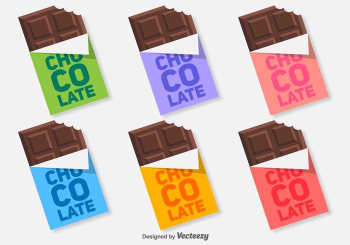 Colorful Flat Chocolate Bar Vector Icons