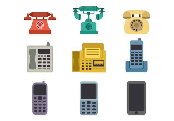 Download Evolution of The Telephone Icons Vector - Download Free Vectors, Clipart Graphics & Vector Art