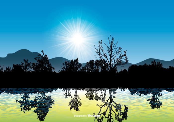 Beautiful Landscape Scene with Water Reflection vector