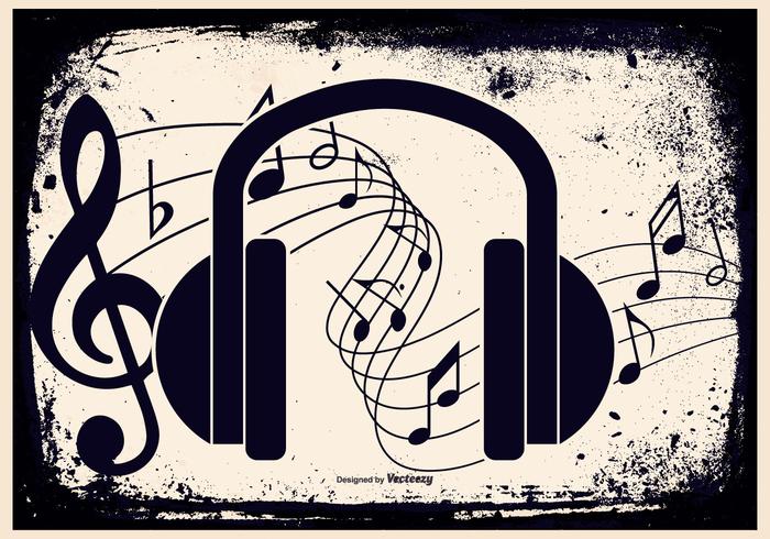 Grunge Music Headphone Illustration Grunge Music Headphone Illustration