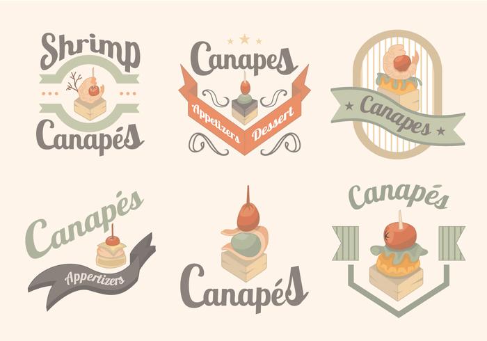 Canapes Food Gourmet Menu Label vector